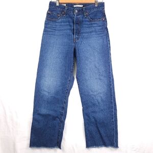 Levi's Premium Ribcage Straight Ankle Jeans 28 Raw Hem